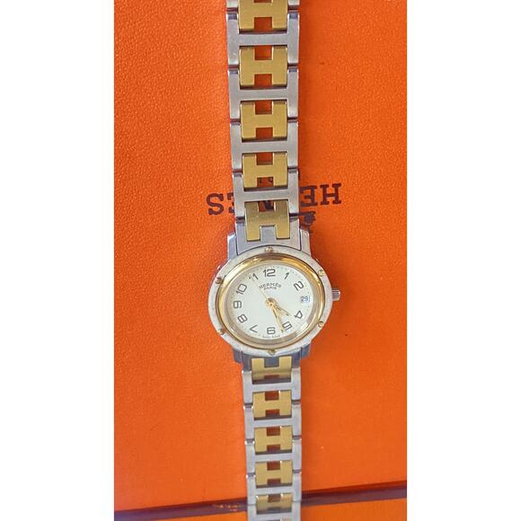 Authentic Hermès Clipper CL4.220 24mm Women’s Two-Tone - Picture 4 of 11